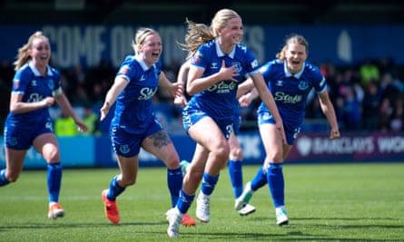 Issy Hobson celebrates the goal that made her the youngest ever goalscorer in the WSL.