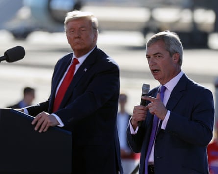 Farage speaking as Trump looks on