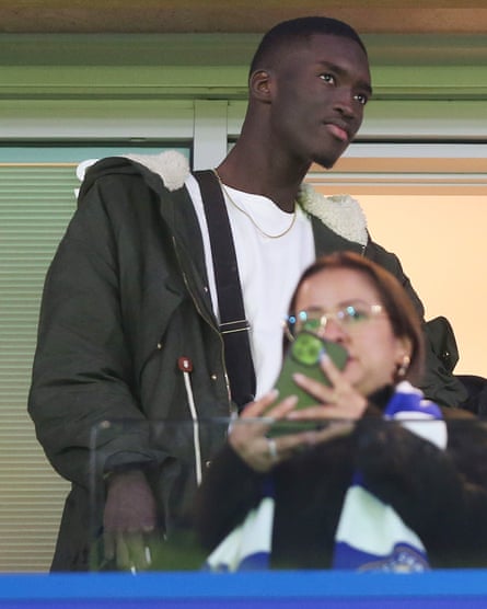Pape Daouda Diong watches from the stands as Chelsea take on Newcastle United in the Carabao Cup at Stamford Bridge in December