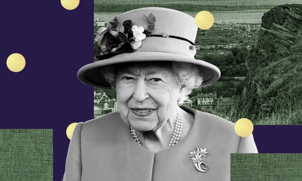 The Queen superimposed over an image of Edinburgh