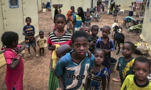 Displaced Fulani children gather in a makeshift camp in Youba in Burkina Faso’s Yatenga province in April