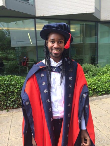 Arday at his PhD ceremony in 2016, at Liverpool John Moores University.