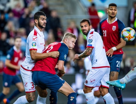 Norway’s Erling Braut Haaland in action during their Euro 2020 qualifier against Malta in September 2019.