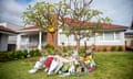 Floral tributes outside the house of Jenny and Gretl Petelczyc in Perth.