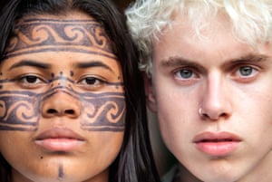 Anita Juruna, a Brazilian indigenous activist, and British climate strike student Elijah McKenzie-Jackson at the alternative climate conference.