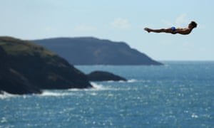 Great Britain's Gary Hunt during day two of the Red Bull Cliff Diving World Series at the Blue Lagoon in Abereiddy.