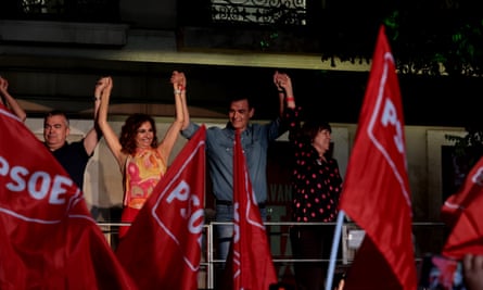 Pedro Sánchez in Madrid on election night