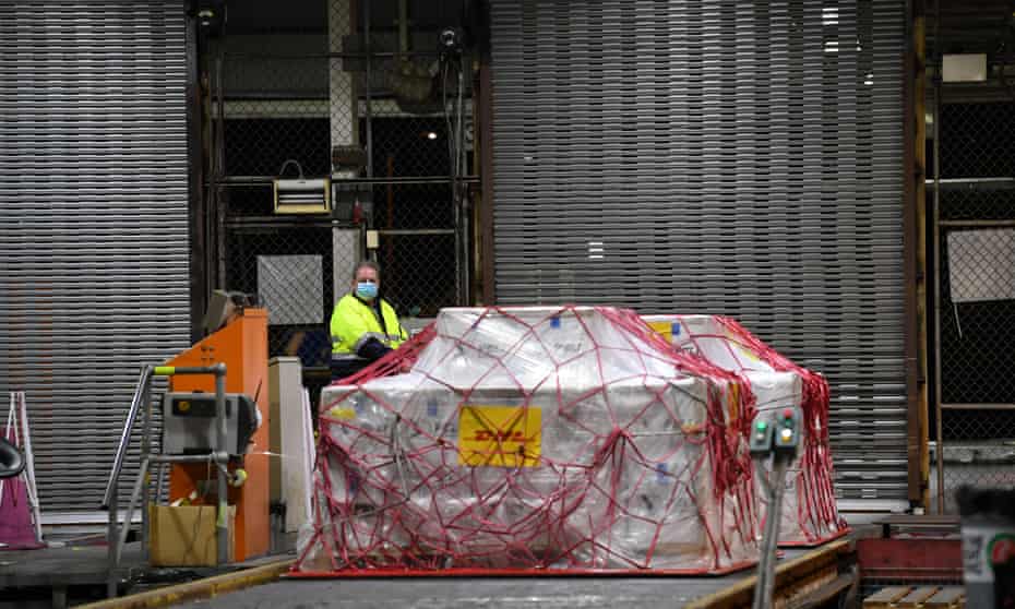 Pfizer vaccine doses secured in swap with UK arrive in Australia