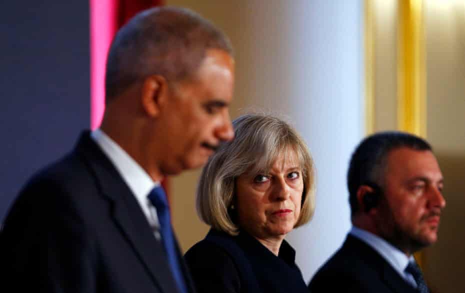 Theresa May and US attorney general Eric Holder (left) at the Ukraine Forum on Asset Recovery in 2014.