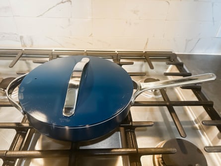 Caraway Small Sauté Pan 3 qt Non-Stick Ceramic Pan With Lid