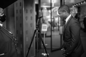 David Oyelowo having a temparature check before being allowed to enter the Albert Hall