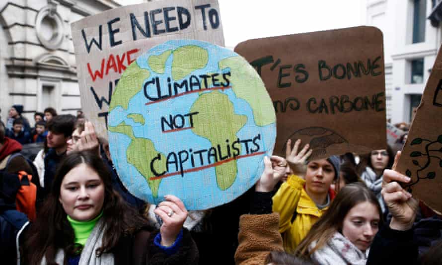 Students in Belgium demonstrate against climate change inaction.