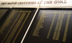 Rohit Sharma’s name is on the board at the Oval.