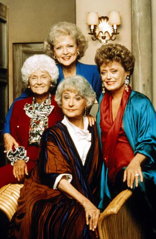Betty White, centre standing, with from left: Estelle Getty, Bea Arthur and Rue McLanahan in The Golden Girls, 1985.