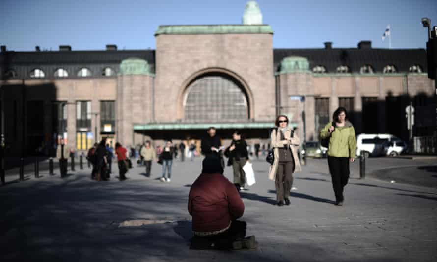 A homeless woman in Helsinki in 2011.
