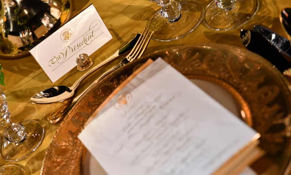A preview of the tables and settings for the State Dinner in the Rose Garden at the White House to be hosted by United States President Donald Trump for Australia’s Prime Minister Scott Morrison tomorrow night in Washington DC, United States, Thursday, September 19, 2019. (AAP Image/Mick Tsikas) NO ARCHIVING