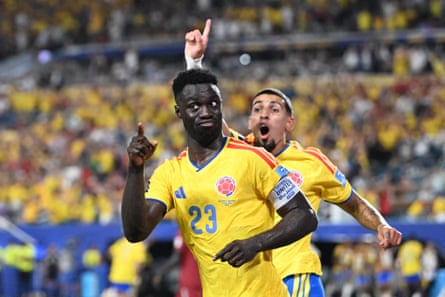 Colombia’s Davinson Sánchez sees nan adjunct referee’s emblem aft reasoning he had scored nan winner