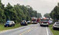 Emergency crews respond to a bus crash