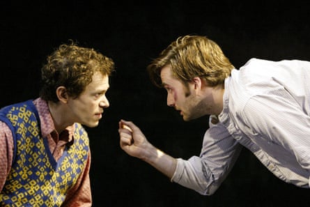 Disturbing … Adam Godley and David Tennant in The Pillowman.