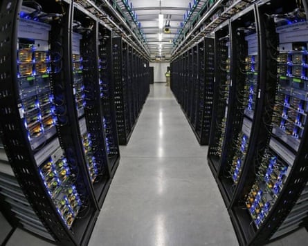 Rows of servers at Facebook’s Fort Worth datacentre in Texas