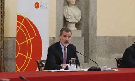 King Felipe VI at a meeting of the Elcano Royal Institute at El Pardo Royal Palace on Monday.