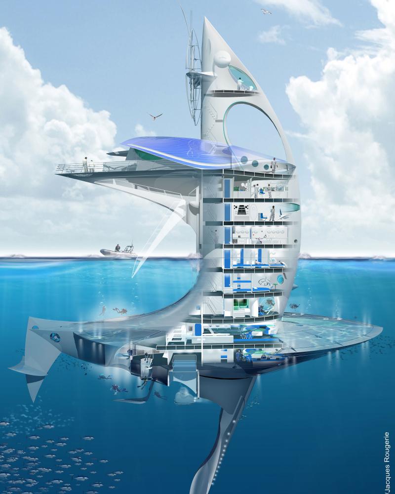 The SeaOrbiter designed by French architect Jacques Rougerie