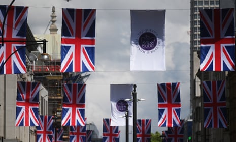 Union flags decorate Oxford Street, London ahead of the platinum jubilee.