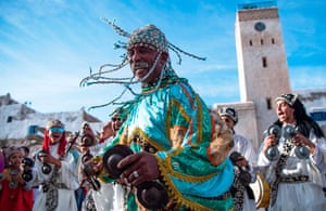 Essaouira, Morocco. A traditional group performs to celebrate the Gnawa culture’s inclusion on Unesco’s list of intangible cultural heritage of humanity