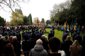 Remembrance Day service at the war memorial outside St Mary’s church in Bletchley, Buckinghamshire