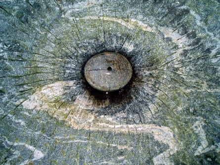 Navel-gazing … Steve Dilworth’s mountainside sculpture on Harris in the Outer Hebrides.