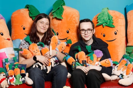 Jayne McGibbon Peberdy and her son Matthew have a huge collection of Kevin the Carrot merch from Aldi
