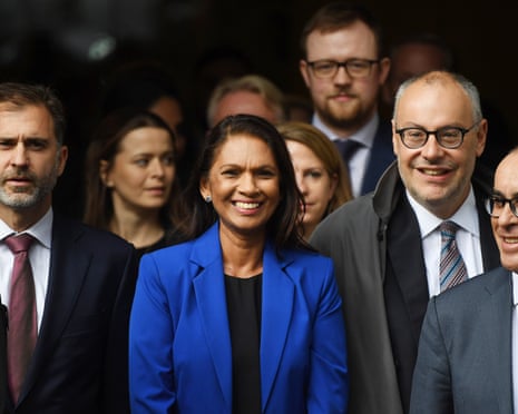 Supreme Court rules on suspension of British parliament<br>epaselect epa07865554 Anti-Brexit campaigner Gina Miller (C) leaves the Supreme Court for the result of a hearing on the prorogation of parliament, in London, Britain, 24 September 2019. The Supreme Court ruled that the suspension of parliament by British Prime Minister Boris Johnson was unlawful. EPA/NEIL HALL