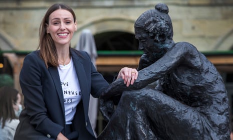 Suranne Jones unveils the statue of Anne Lister at Piece Hall, Halifax on Sunday.