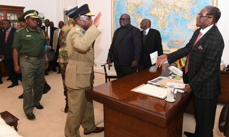 Robert Mugabe meets with defence forces generals at State House in Harare on Sunday.
