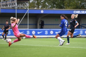Sam Kerr of Chelsea scores her team’s second goal.