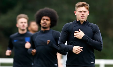 Harvey Barnes and, behind him, Hamza Choudhury, prepare for the Under-21 European Championship, which is being held in Italy and San Marino.