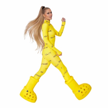 MSCHF x Crocs campaign, featuring Paris Hilton.