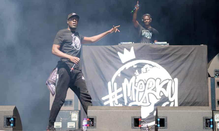 Stormzy and DJ TiiNY on stage during the TRNSMT festival in Glasgow, 2017.