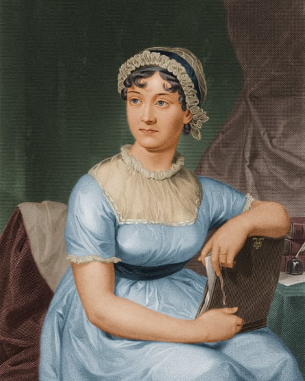 Painting of Jane Austen in blue dress