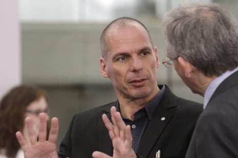 Yanis Varoufakis speaking to Bank of England deputy governor Jonathan Cunliffe today.