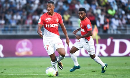 Youri Tielemans, left, in action for his new club, Monaco.