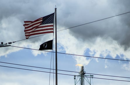 A flare stack at a refinery