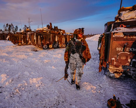 Estonian soldiers on the Tapa range in Estonia, where they are working alongside British soldiers who are taking part in Exercise Winter Camp, which is part of Operation Cabrit, the UK’s contribution to Nato’s Forward Land Forces in Estonia and Poland.