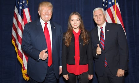 Svetlana Stanovkina, the tycoon Simon Kukes’s future wife, with Donald Trump and Mike Pence at a private election fundraising event in New York in 2016.