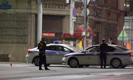 Police block a street