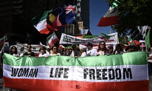Protesters take part in a freedom rally for Iranian women in Sydney, Australia.