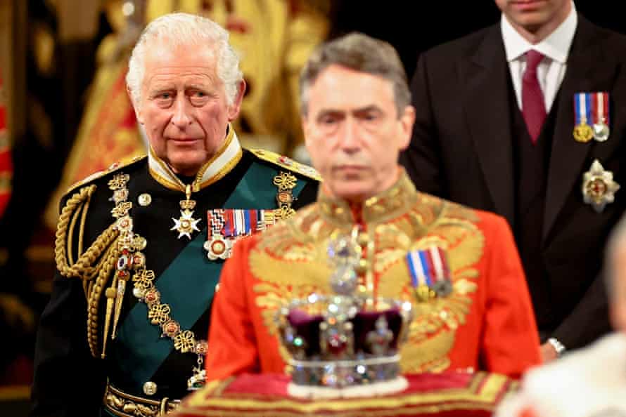Tesco chairman calls for energy windfall tax; Markets on edge after ‘everything rout’ – business live | Business 4 Britain’s Prince Charles proceeds behind the Imperial State Crown through the Royal Gallery for the State Opening of Parliament at the Palace of Westminster in London.
