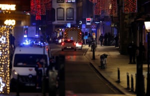 Rescue teams work at the scene of shooting in Strasbourg.