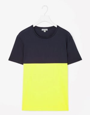 navy and yellow t-shirt