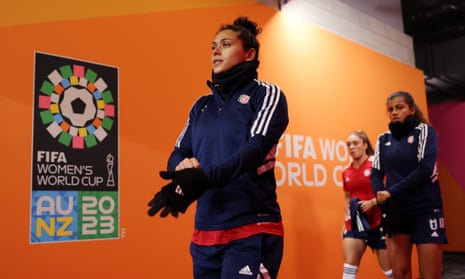Raquel Rodriguez walks out for the warm up.